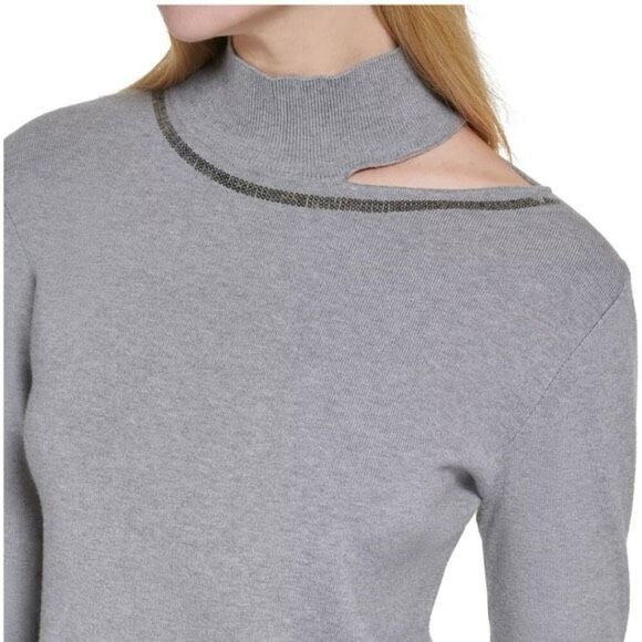 Calvin Klein Cut Out Sweater With Sequin Trim Size Medium - Picture 4 of 4
